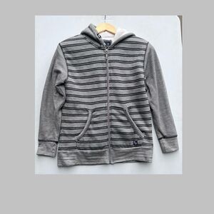 American Hawk Boys Gray /Black striped Zip Up Jacket size 10-12